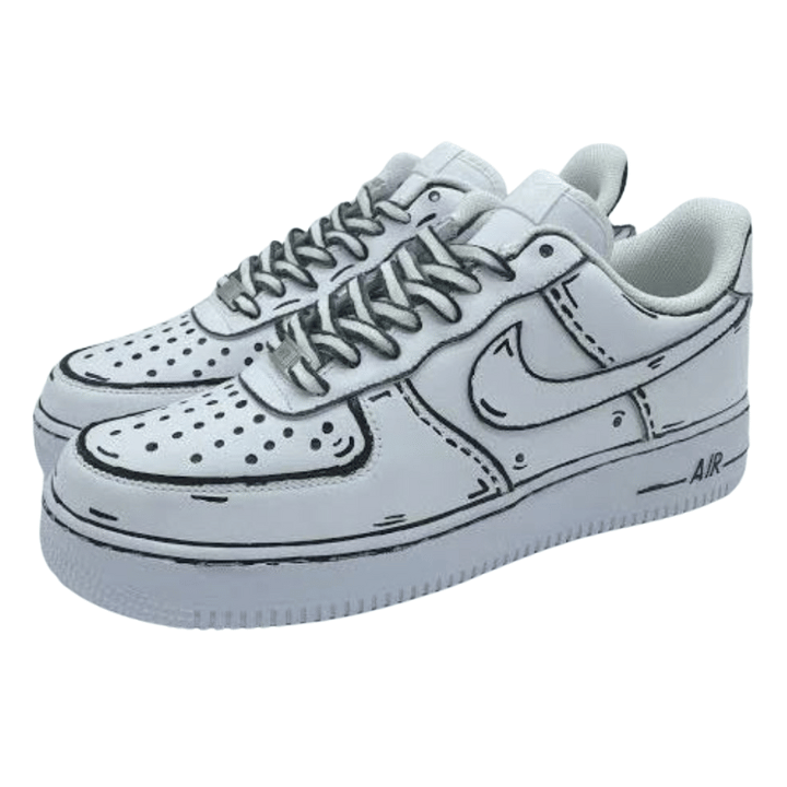 Custom AF1 'Cartoon Schwarz/Weiß'