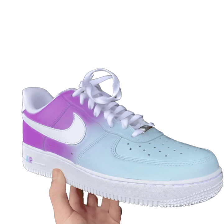 Custom AF1 'Sunkickz ' WHITE to BLUE+PURPLE