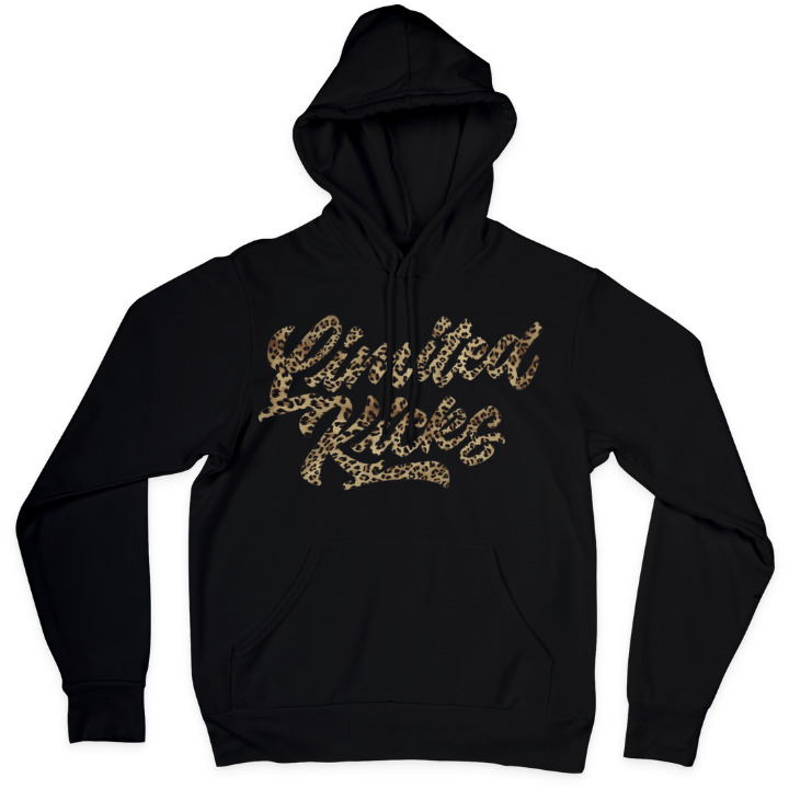 Hoodie Schwarz Leoparden Schriftzg