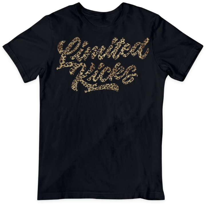 T-Shirt Schwarz Leoparden Schriftzug