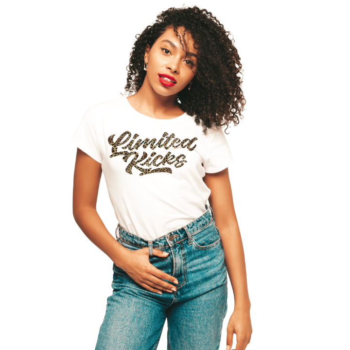 T-Shirt Weiß Leopard Schriftzug