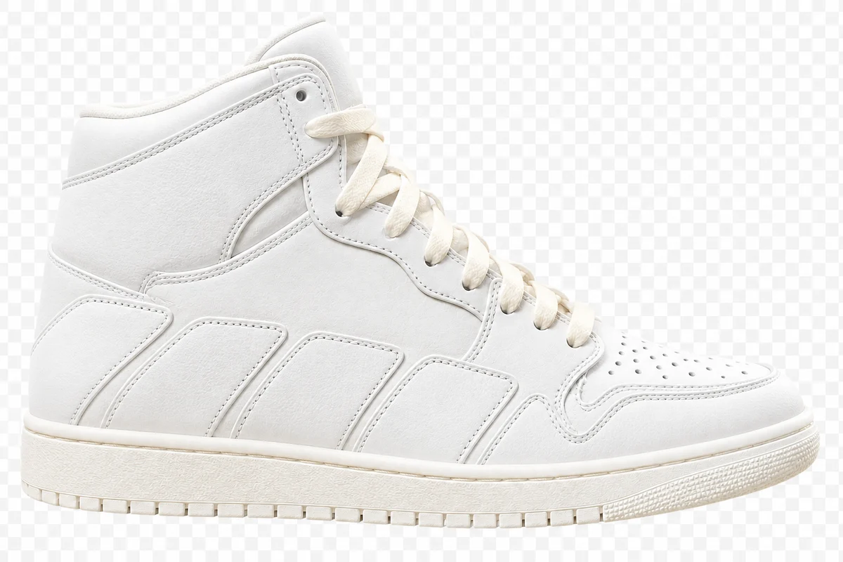 Gestaltungsbeispiel vor der Bemalung: weißer Sneaker